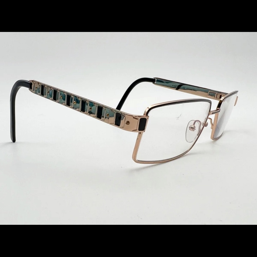 Caviar m.4858 Eyeglasses FRAMES 21 Gold 56[]16-140 Black Italy G107 used. cute!